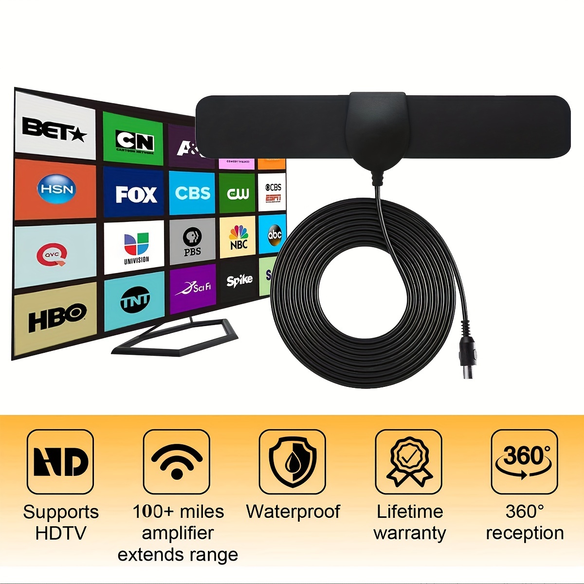 2023 New 4k 8k Indoor Digital Tv Antenna Hd Hdtv Antena Dvb T T2 Dvbt2 Cable  Tv Antena Uhf Vhf Dtv Antennas Aerial - Smart Home - Temu