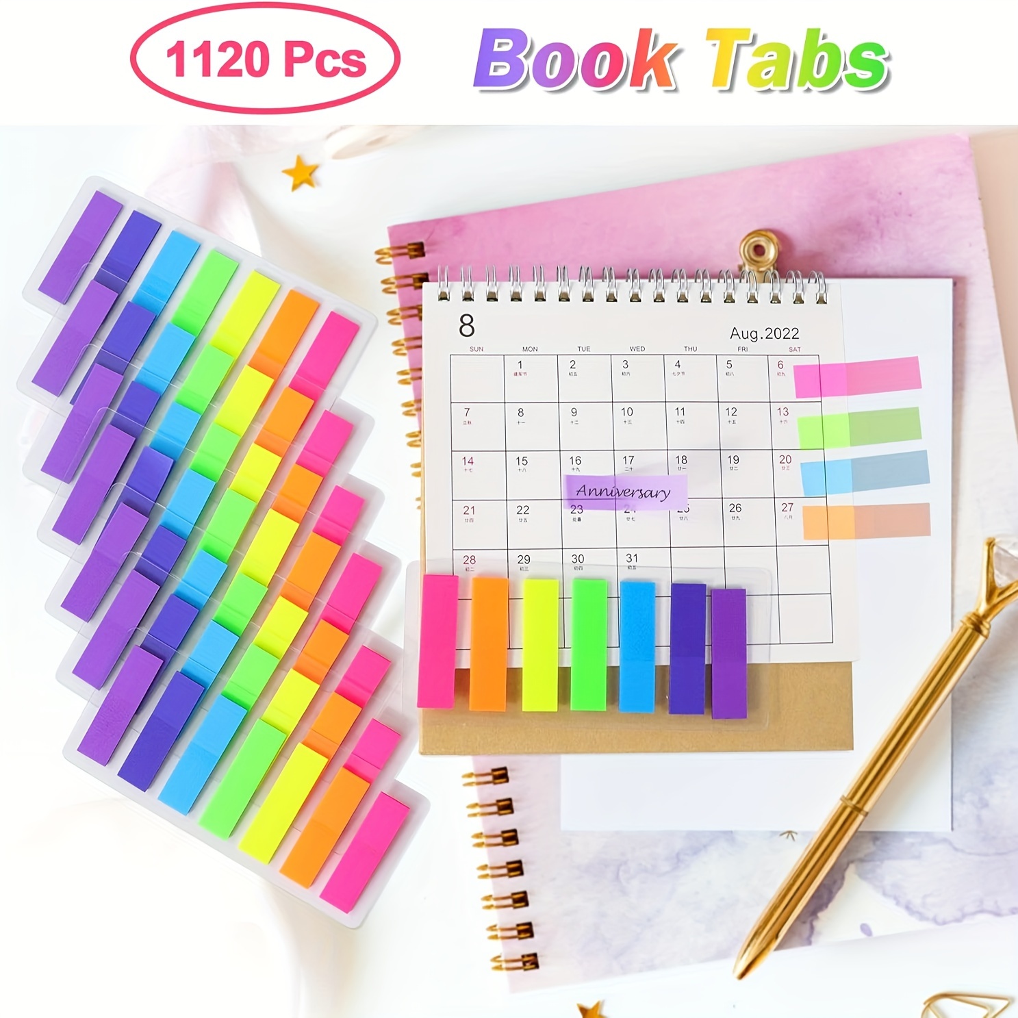 Sticky Tabs Index Tabs Book Tabs With 7 Color Writable - Temu