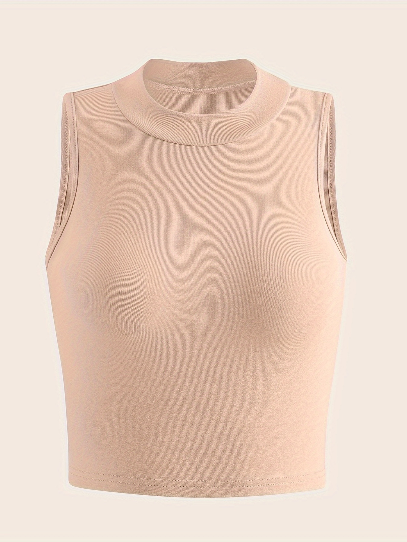 Women Sleeveless Turtleneck Tank Top Stretch Mock Neck Fitted Solid Casual  Basic