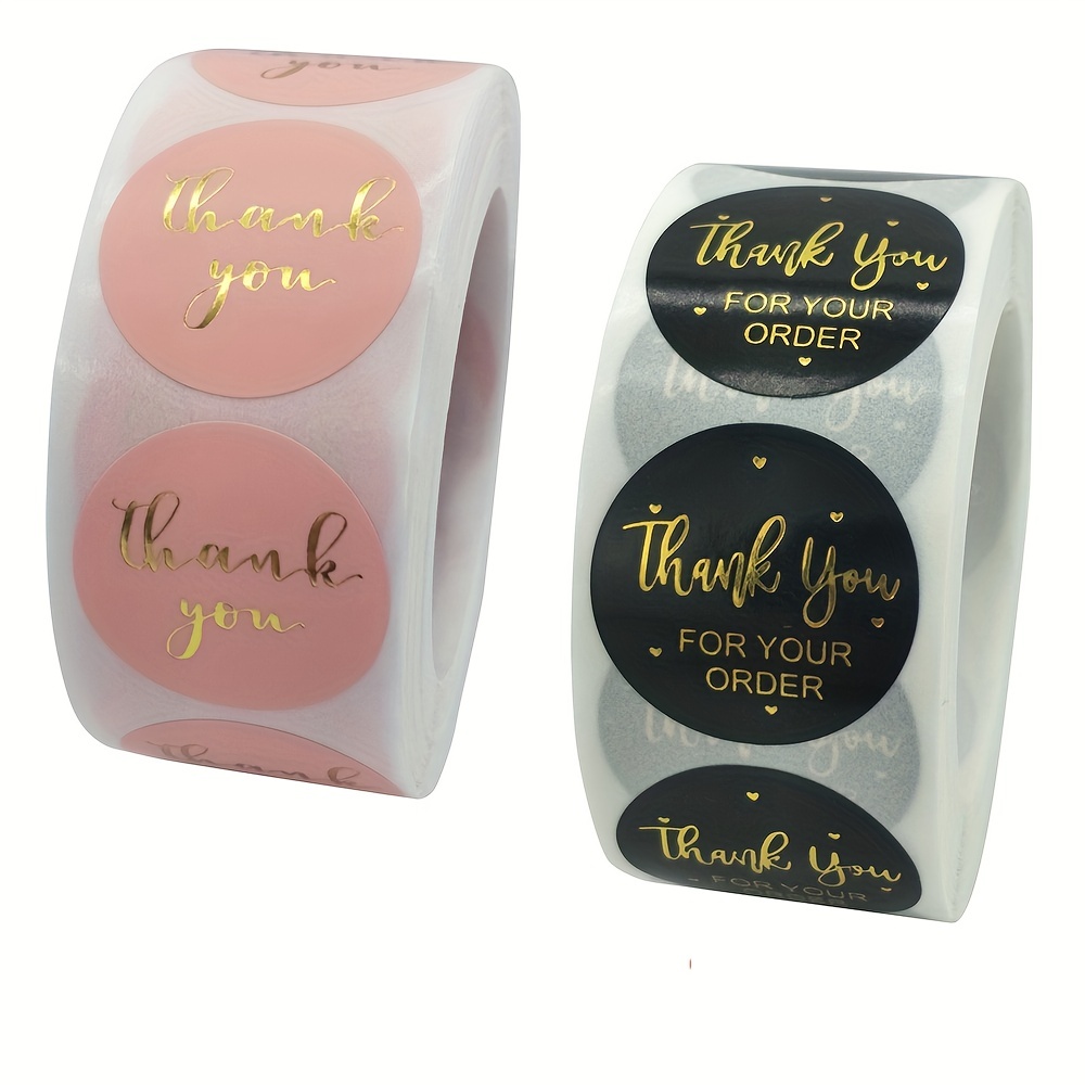 1.5 Inch Thank You Stickers, 500 PCS Pink Sealing Stickers Thank