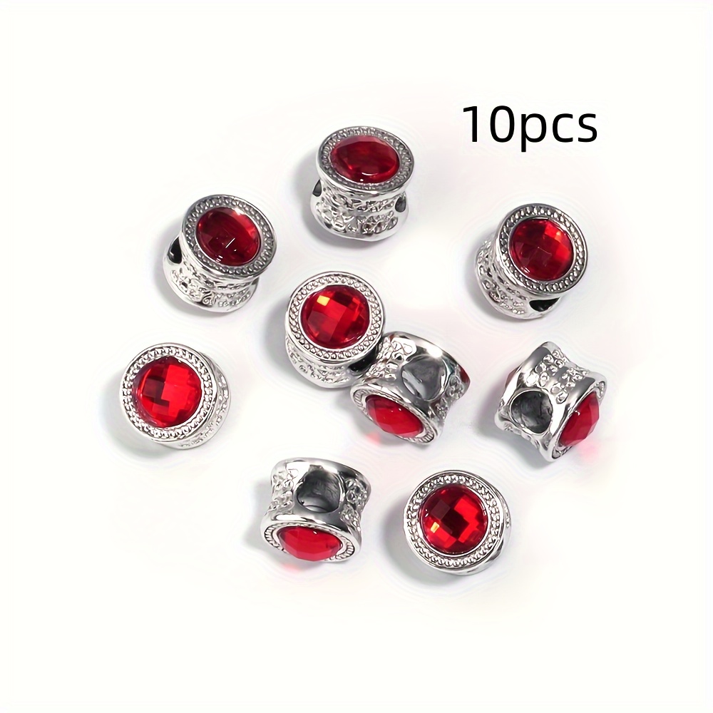 10pcs 11mm Rhinestone Spacer Beads Big Hole Loose Beads For DIY