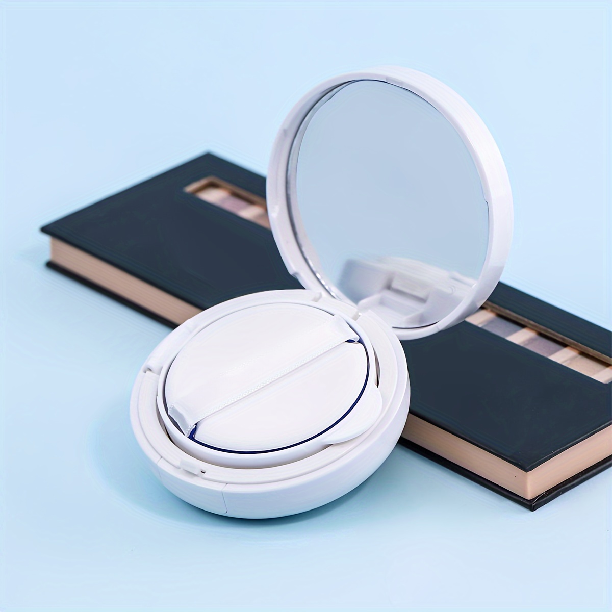 

1pc Air Cushion Box Round Bb Cream Sunscreen Foundation Empty Case Travel Portable Makeup Sample Container With Mirror