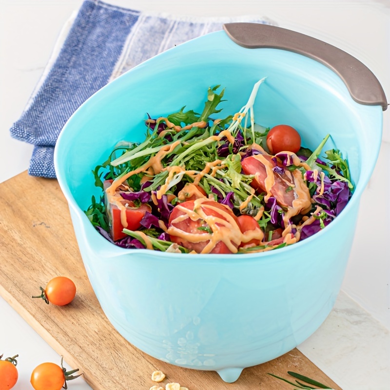 Salad Mixing Bowls With Lids, Plastic Mixing Bowls Set, Stackable Nesting  Bowl Set For Kitchen, Ideal For Baking, Prepping, Cooking And Serving Food  - Temu