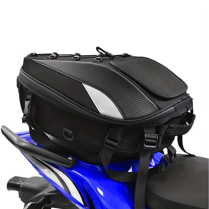  JFG RACING Bolsa trasera de motocicleta, bolsa de  almacenamiento para asiento trasero trasero con cubierta impermeable, bolsas  para casco, mochila de viaje universal, bolsa de cola para bicicleta de  cross, bolsa