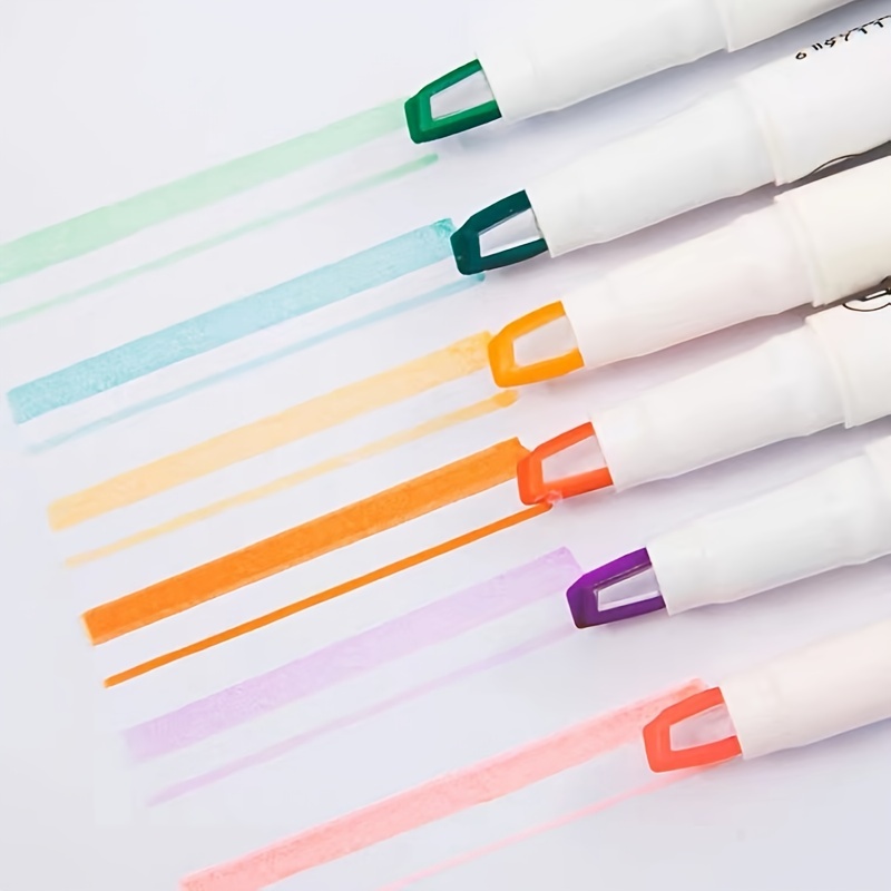 Haile 6pcs/set Double Tip Highlighter Pens Macaron Color Manga Markers  Midliner Pastel Highlighters Kawaii Japanese Stationery