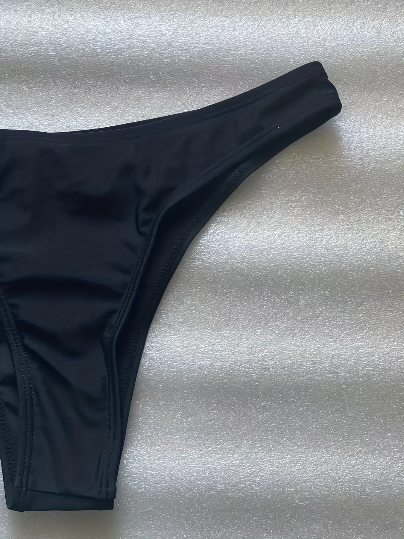 Solid Black Thong Swim Briefs Stretchy High Cut Sexy Bikini - Temu United  Kingdom