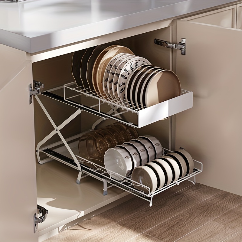 Paquete de 2 cajones extraíbles expandibles para armarios de cocina,  estantes extraíbles de gabinete resistente, 16.3 ~ 26.3 pulgadas de ancho x  17