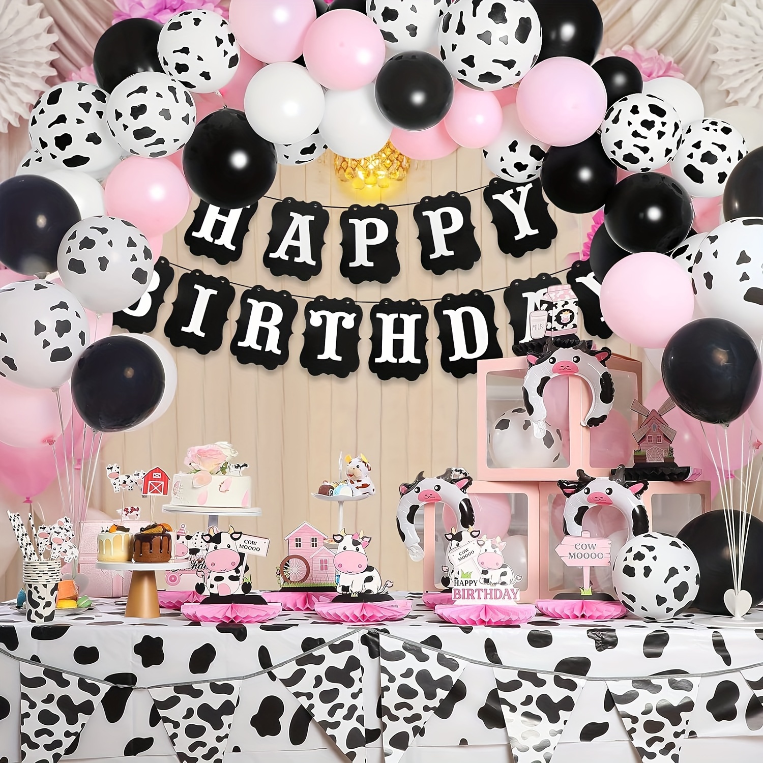 16 bolsas de fiesta de vaca, bolsas de fiesta de cumpleaños de vaca para  niños, suministros de fiesta de cumpleaños, decoraciones de fiesta de vaca
