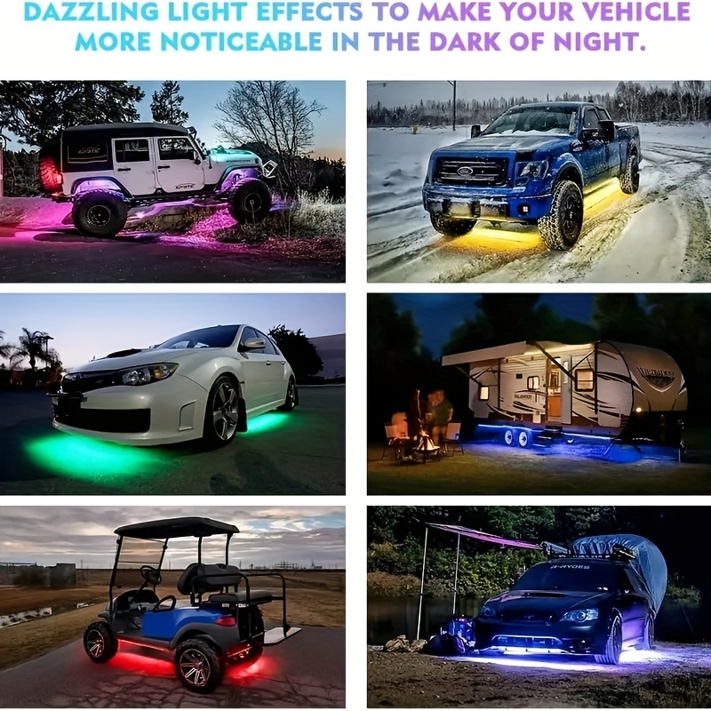 Car Neon Underglow Lights, GOADROM Waterproof RGB LED Strip Light  Multi-Colored Underbody Exterior Lighting Kit with Sound Active Function  and