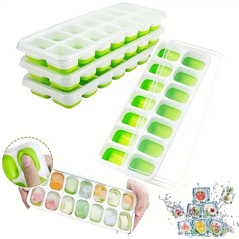 Ice Cube Trays, Easy-release Silicone & Flexible 14-ice Cube Trays