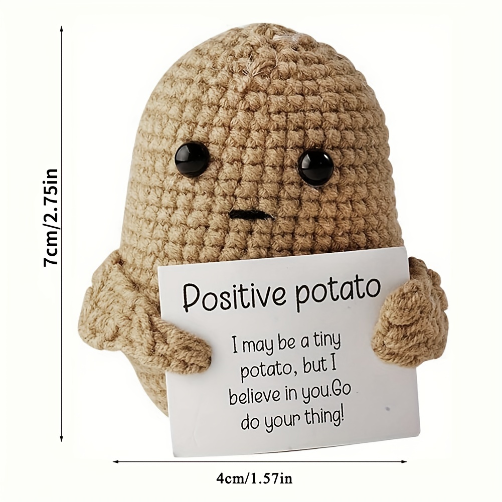 1pc, Divertido muñeco de lana de patata lindo y positivo, Tarjeta positiva  Tarjetas de afirmación de positividad Divertido muñeco de patata tejido, Pe