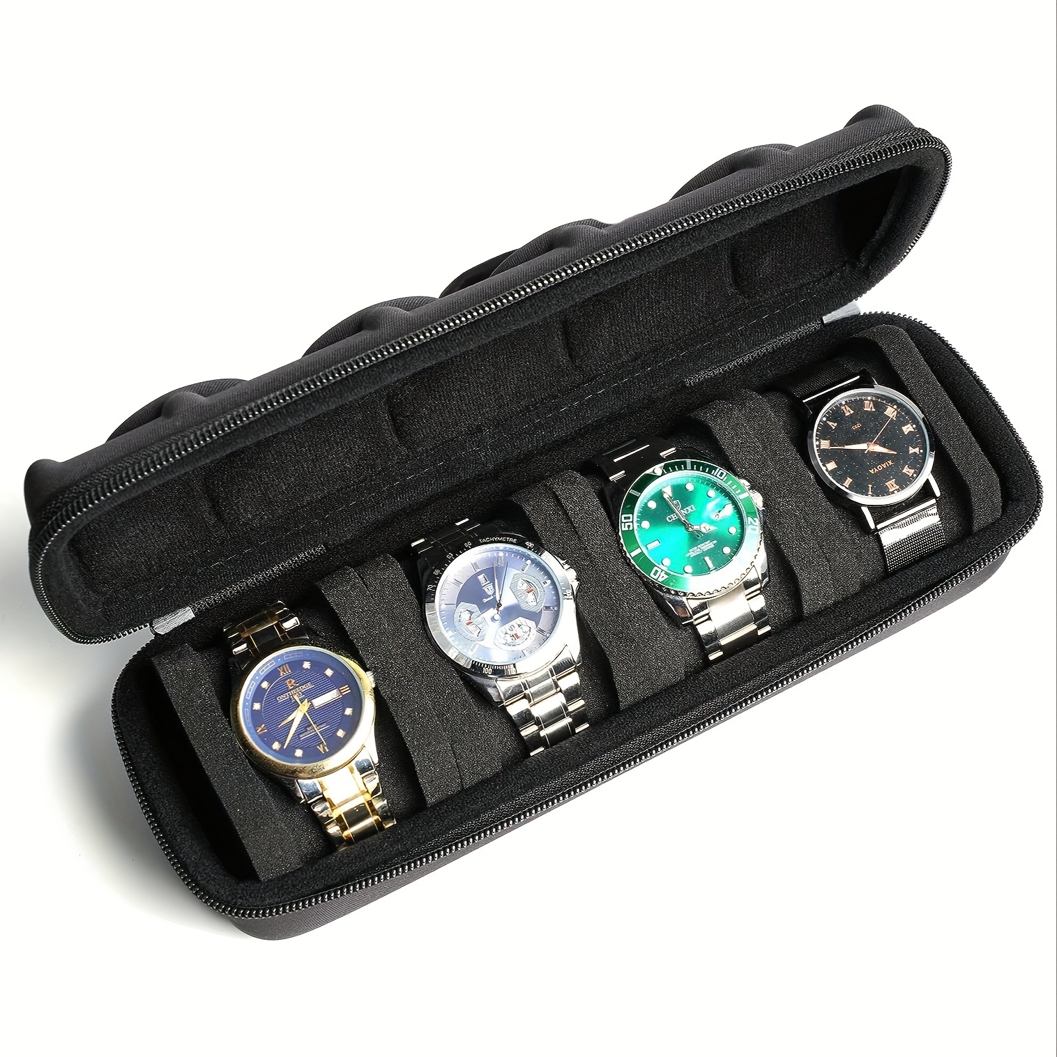 5 Slots Hard Watch Travel Case Storage With Anti-move Watch Pillow