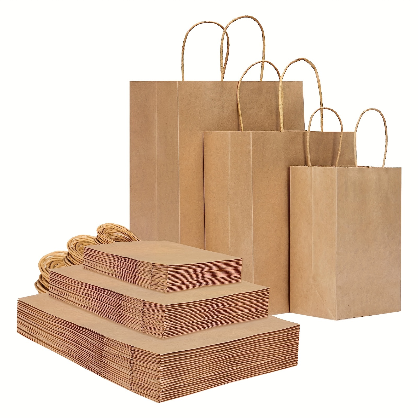 Bolsas de regalo pequeñas rojas – 6 x 3 x 9 pulgadas, paquete de 100 bolsas  de papel kraft con asas, mini bolsas de manualidades a granel para