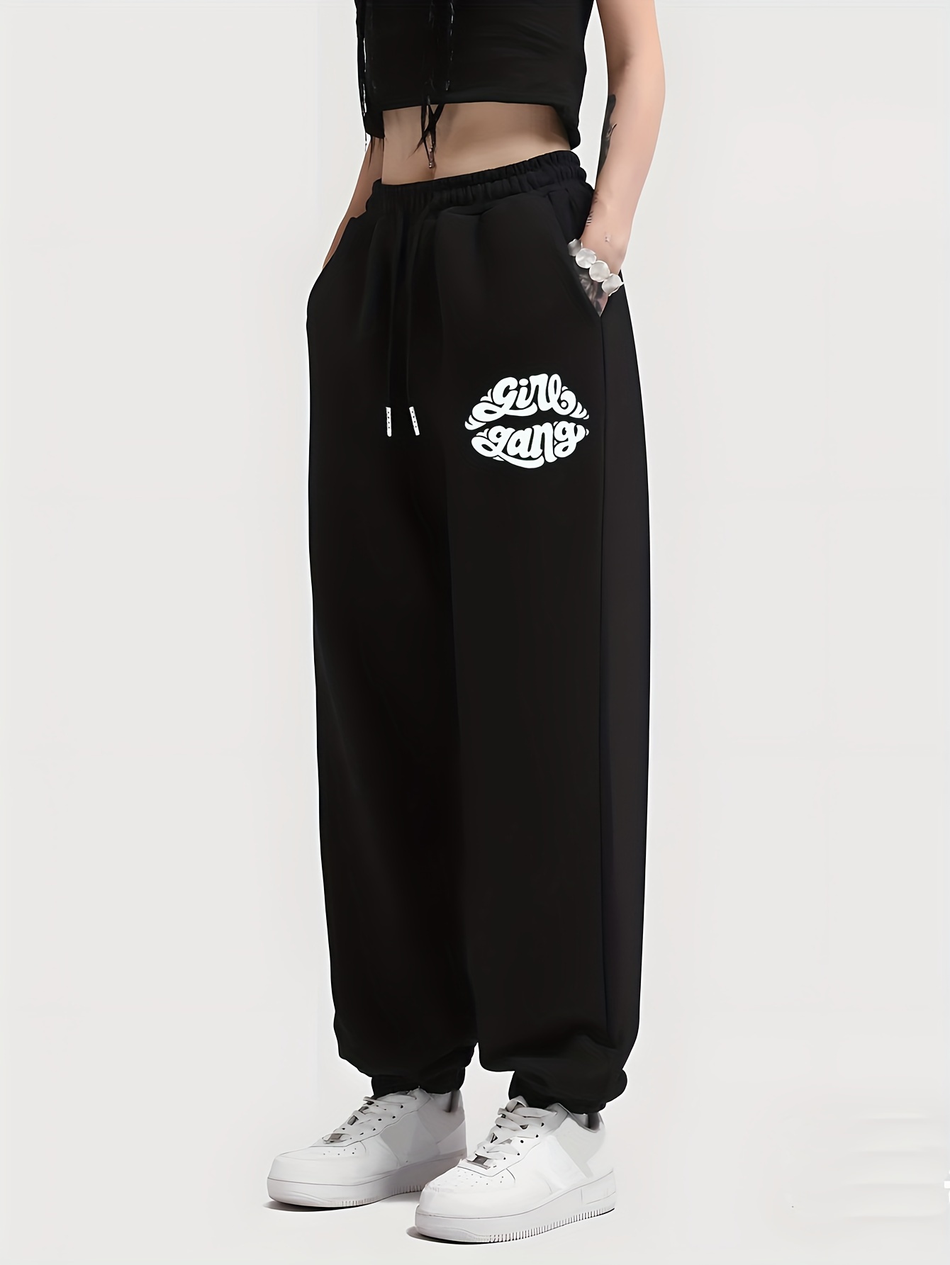 Letter Graphic Elastic Waist Sweatpants Casual Sports Pants - Temu