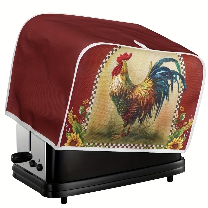 

1pc, Roosters Chickens And Sunflowers Toaster Covers 2 Wide Slot Dustproof Fingerprint Protectors And Greasy Protection Anti-sputtering Machine Washable Women Gift