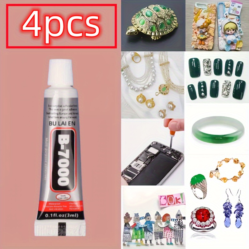 B7000 Fabric Glue with Precision Tips, 4Pcs 50ml Upgrade Industrial  Strength Adhesive B-7000 Glue Clear for Jewelry Crafts DIY, Metal, Stone,  Rhinestone Gems Gel, Glass, Fabric, Cell Phone Repair 