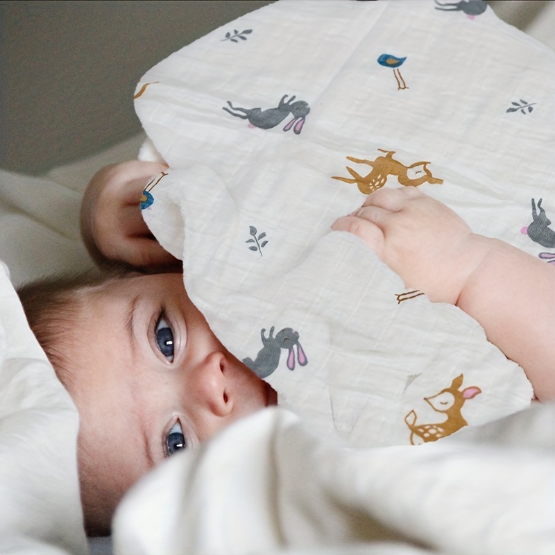Rabbits and Deers Baby Muslin Swaddle Blankets, Soft Organic Bamboo