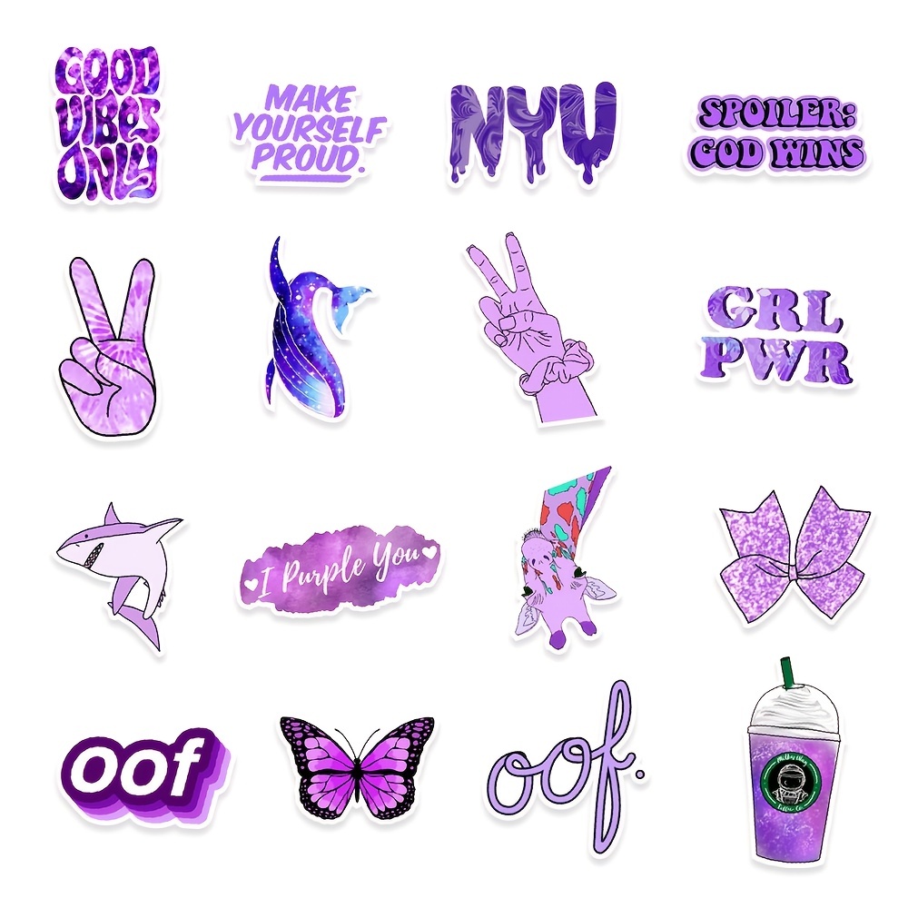 50 pcs Cute sticker VSCO Stickers for Hydro Flask for Teens (Purple) ship  free