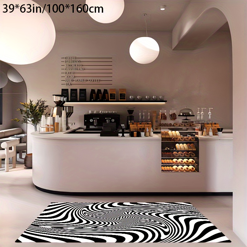 Black White Checkered Pattern Area Rug Non slip Kitchen - Temu