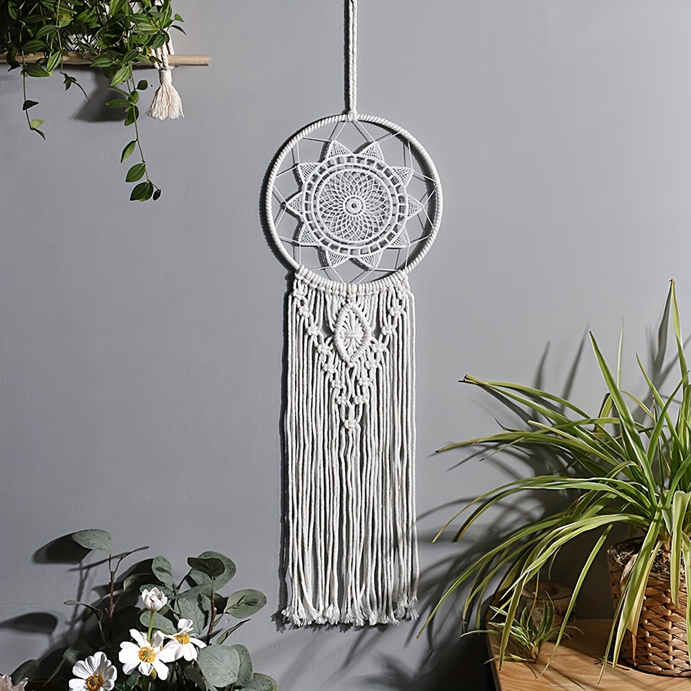 Vintage Macrame Woven Wall Hanging Moon Dream Catcher Boho - Temu