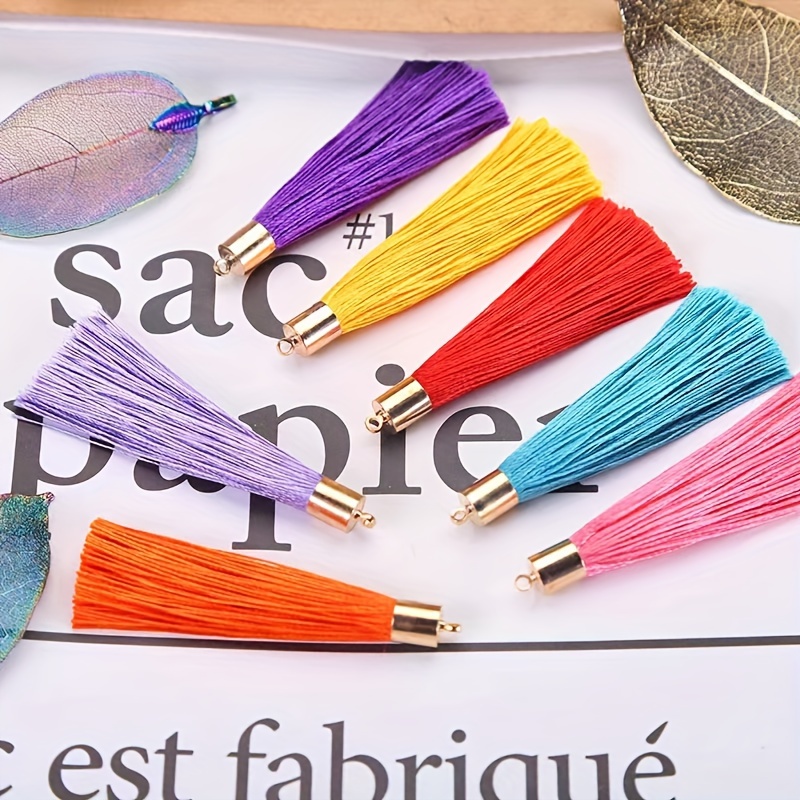 

20pcs Colorful Fabric Tassels With Golden Metal Cap, Decorative Art Crafts, Jewelry Making Charms, Pendant Accessories For Diy Projects