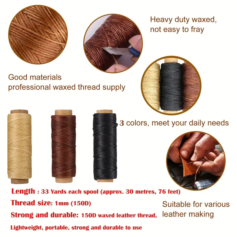 Leather Sewing Kit 33 Yards Waxed Thread Cord Upholstery - Temu