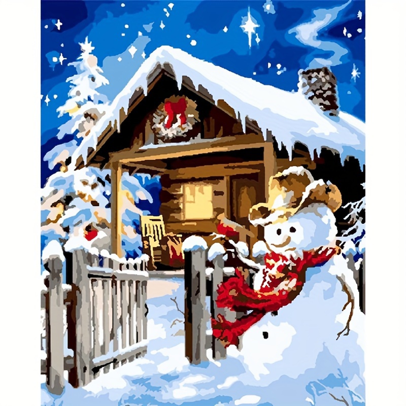 Christmas Snowy Night Paint By Number For Adults Without - Temu