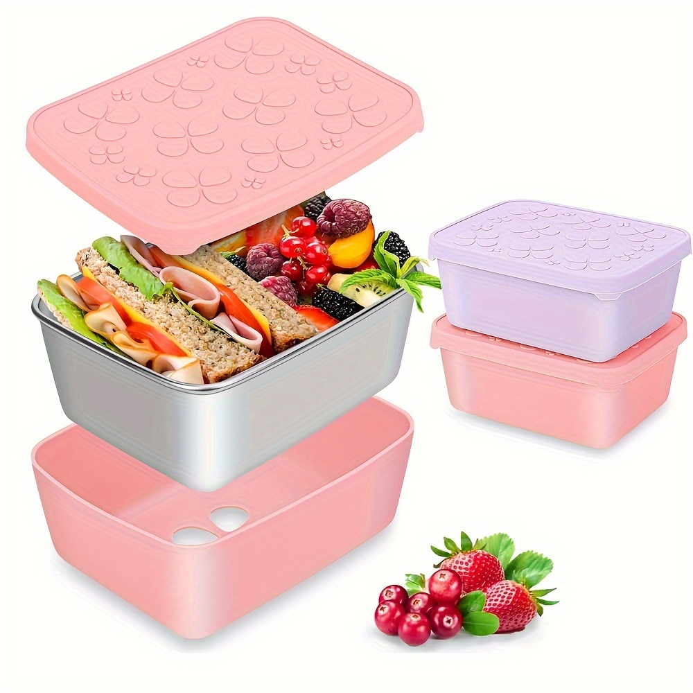 6Pcs Stainless Steel Snack Containers with Lids, Lightweight and Leakproof  Food Storage for Kids & Adults, 8oz Reusable Bento Box, Metal Lunch Box for