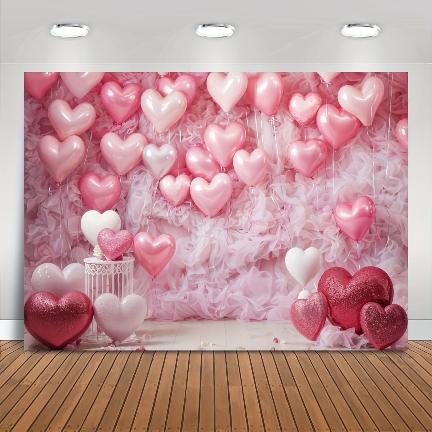 Fondo para decoración de fiesta del día de San Valentín, globos de corazón  de amor rosa, fondo de fotografía, suministros de fiesta del día de San