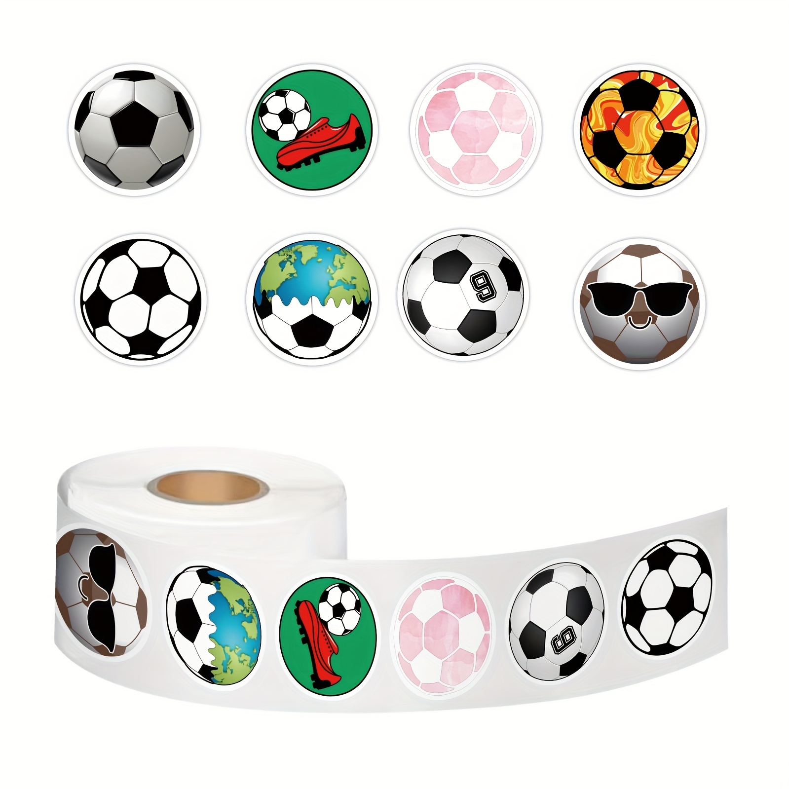 

500pcs Soccer Stickers Roll, Vinyl Soccer Sports Stickers, Water Bottles Laptop Car Decal Perfect Gifts For Girls And Teenagers Cute Soccer Stickers