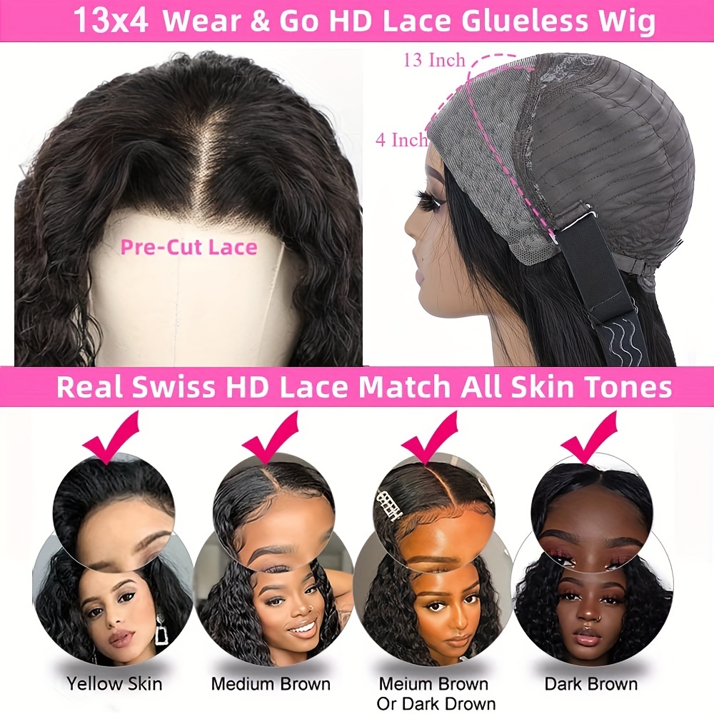 13x4 Hd Lace Frontal Wigs 100% Real Human Hair Glueless Pre - Temu