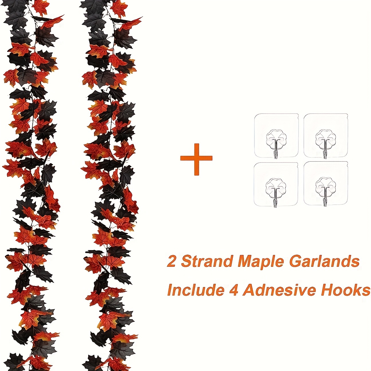 Halloween Black Garland Artificial Maple Leave Vines Battery - Temu