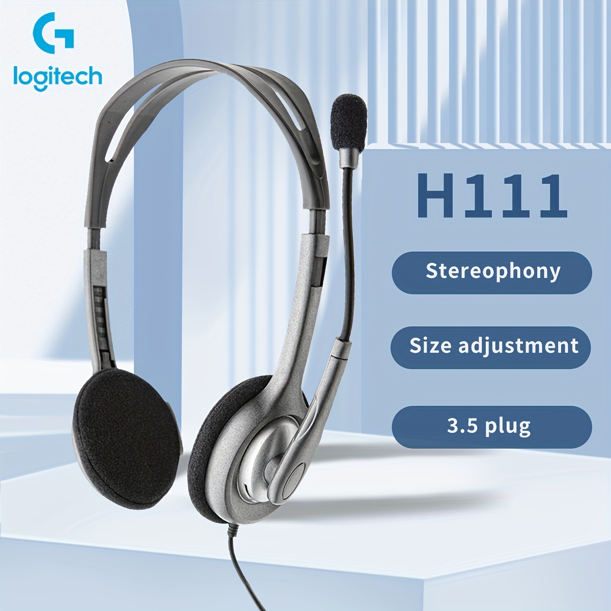 Audífonos estéreo con micrófono Logitech H111 para empresa