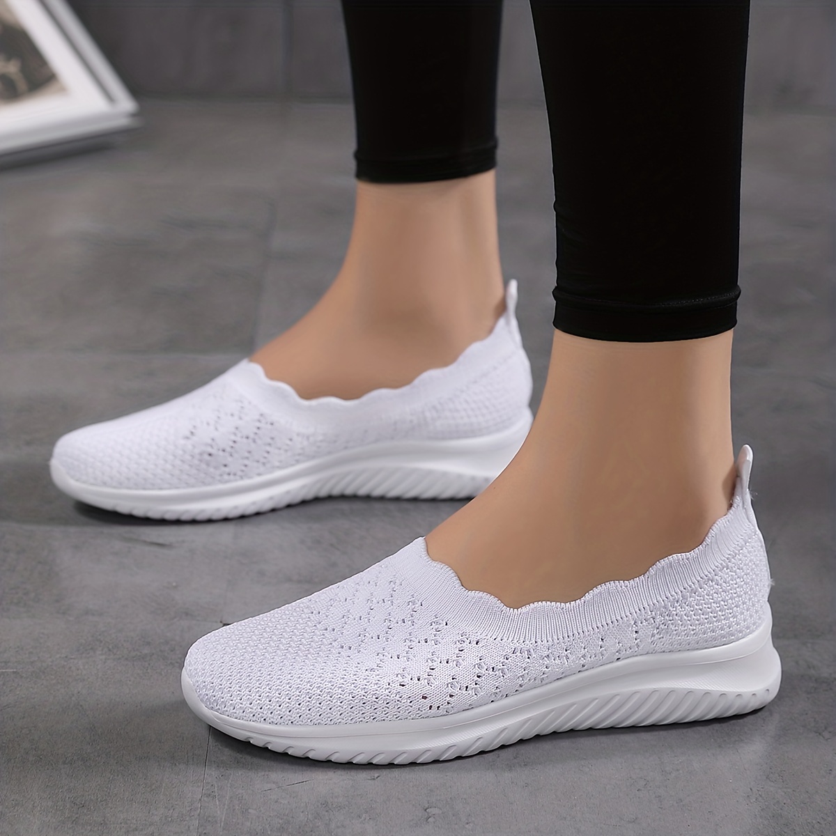 women s breathable flying woven flat shoes casual slip details 2