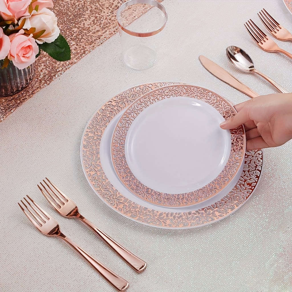 6 platos de plástico desechables para cena, platos de boda