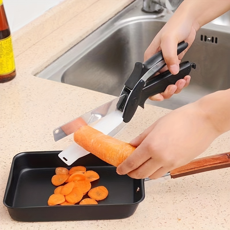 1pc 2 In 1 Food Cutter Kitchen Scissors, Salad Chopper Vegetable Cutter  With Built-in Cutting Board