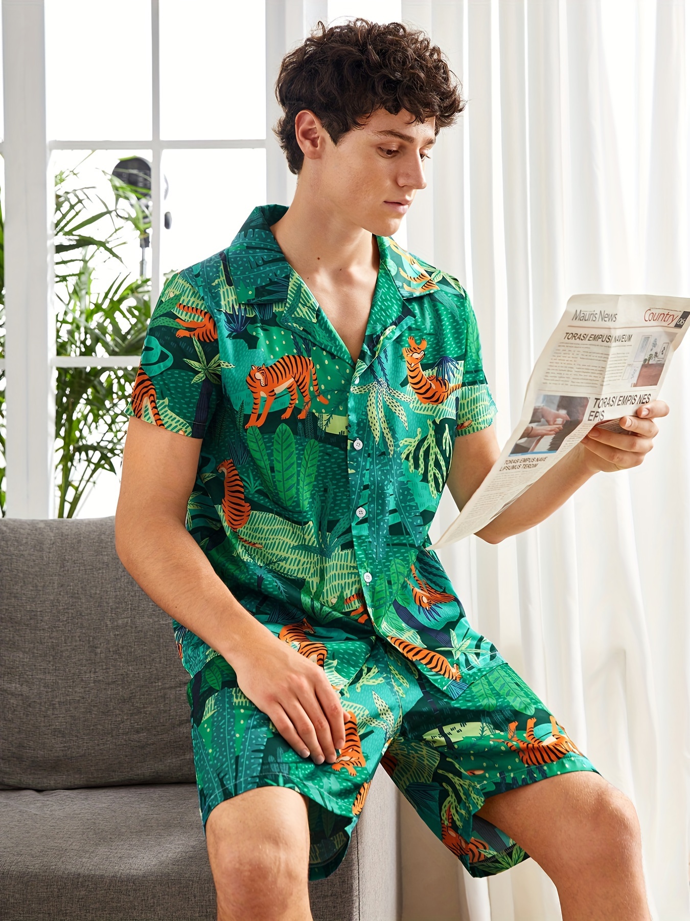 Mens summer discount short pajama sets