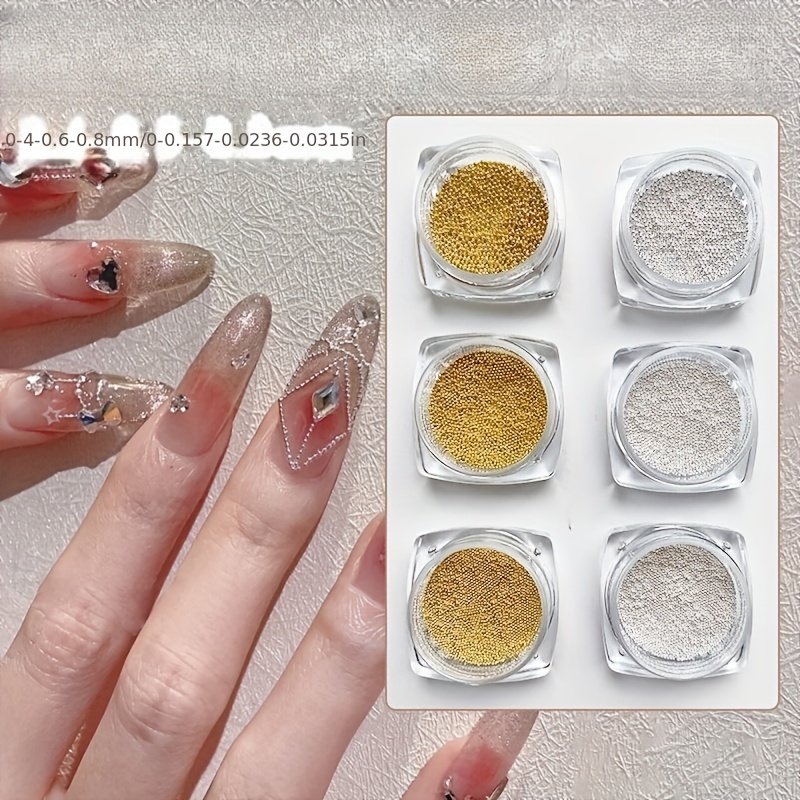 Metallic Caviar Beads / Rose Gold  Stylish nails, Nail art designs, Bling  nails