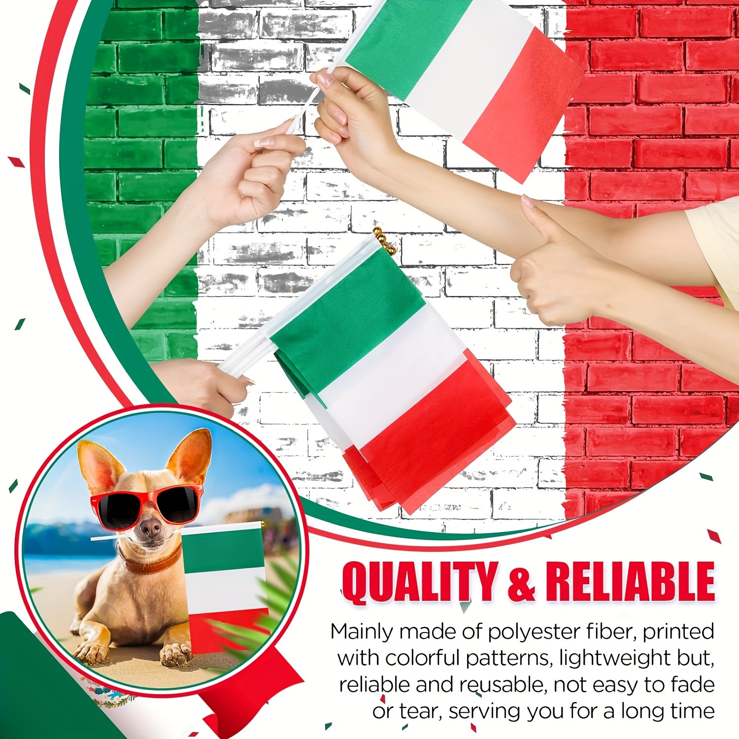 50 Stück Mini italienische Flagge Italienische Flagge mit Stock 14