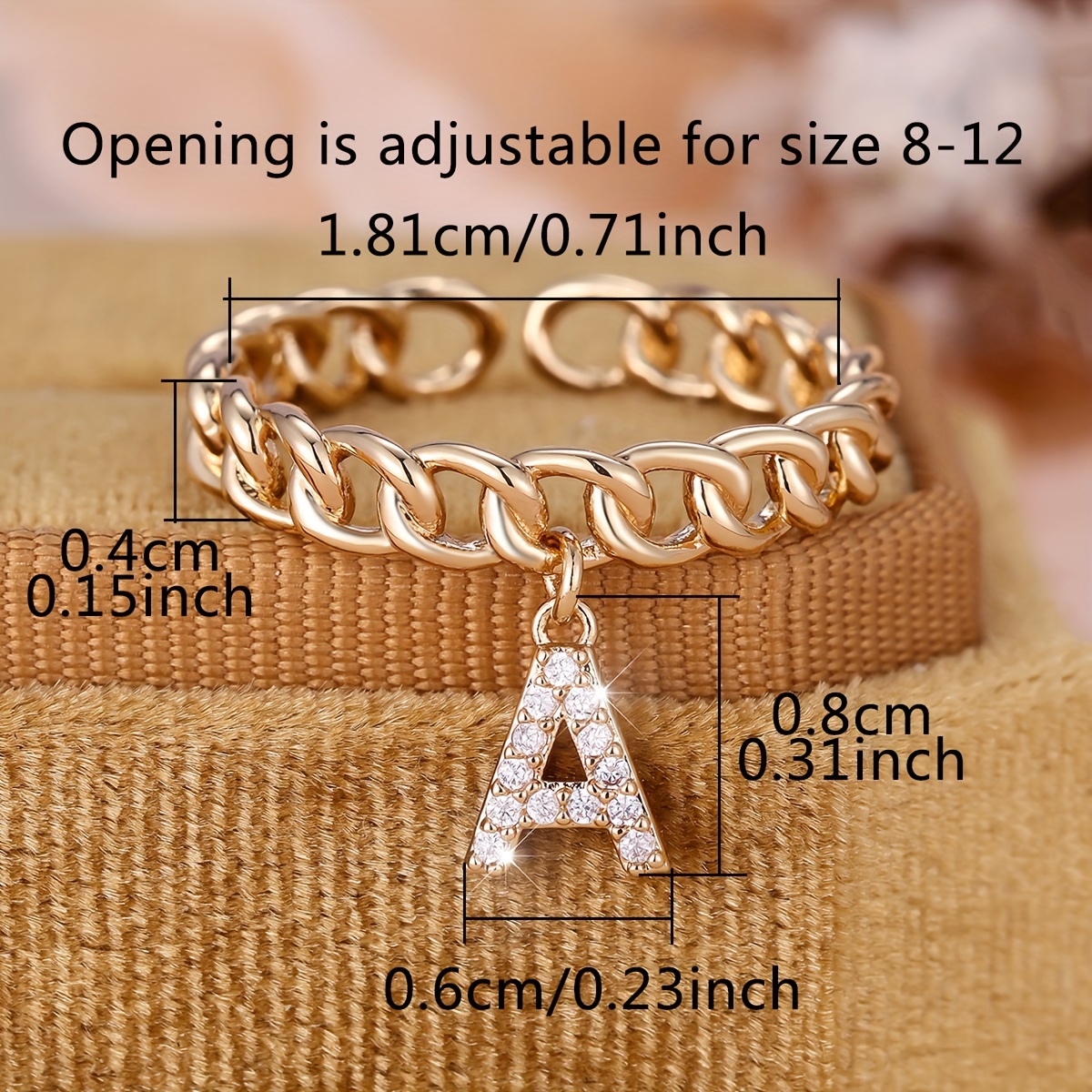 Stylish Cross Weave Letter Pendant Ring - A Name Ring