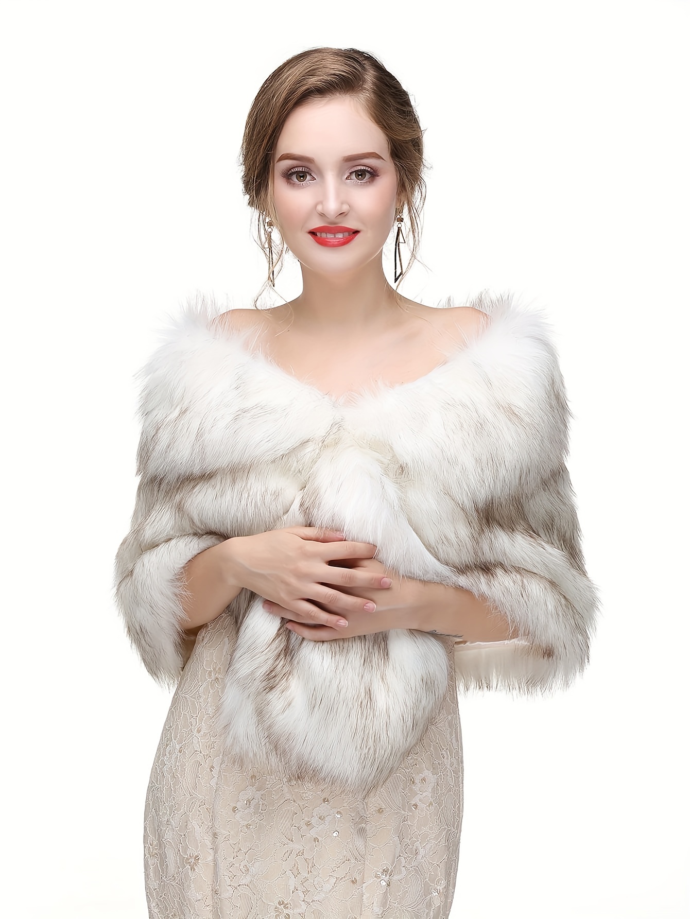 Double Breasted Faux Fur Coat Elegant Long Sleeve Notched - Temu