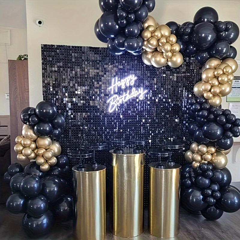 Black & Gold Birthday Party Backdrop Decorating Kit - 64 Pc.