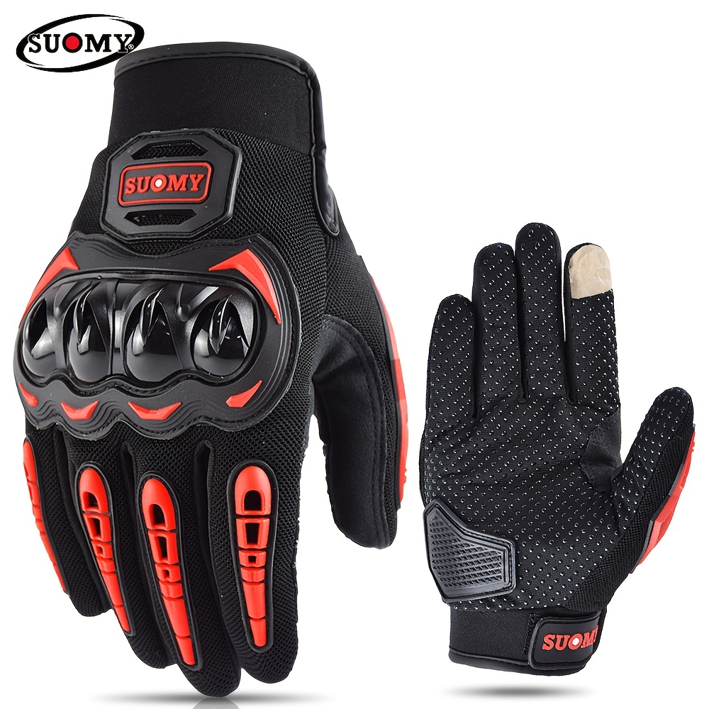 SUOMY Summer Breathable Motorcycle Gloves, Anti-slip Men Women Motobike  Luvas Lady Full Finger Touchscreen Racing Moto Gloves Gear