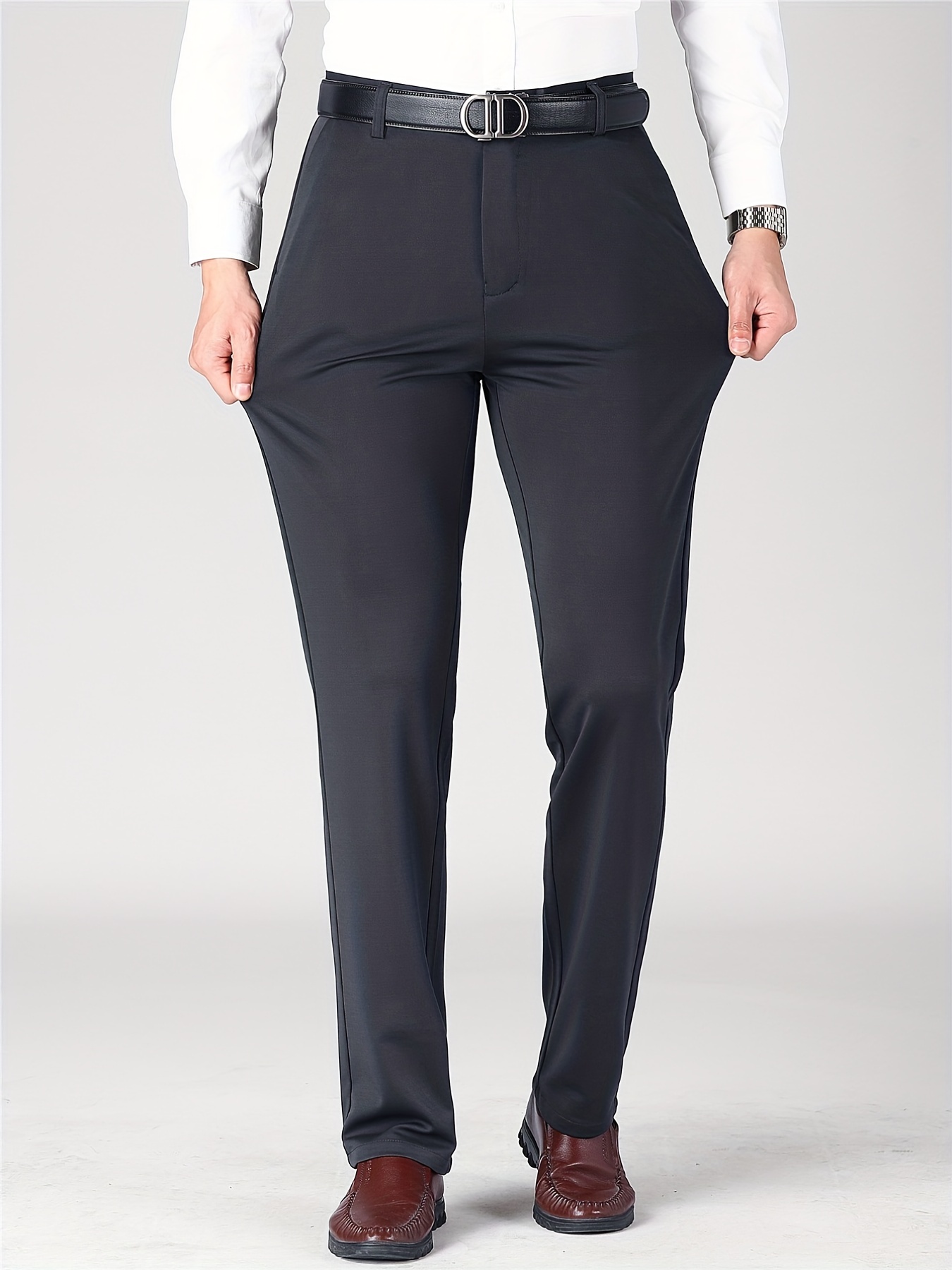 Men's Slim Fit Formal Dress Pants - Temu
