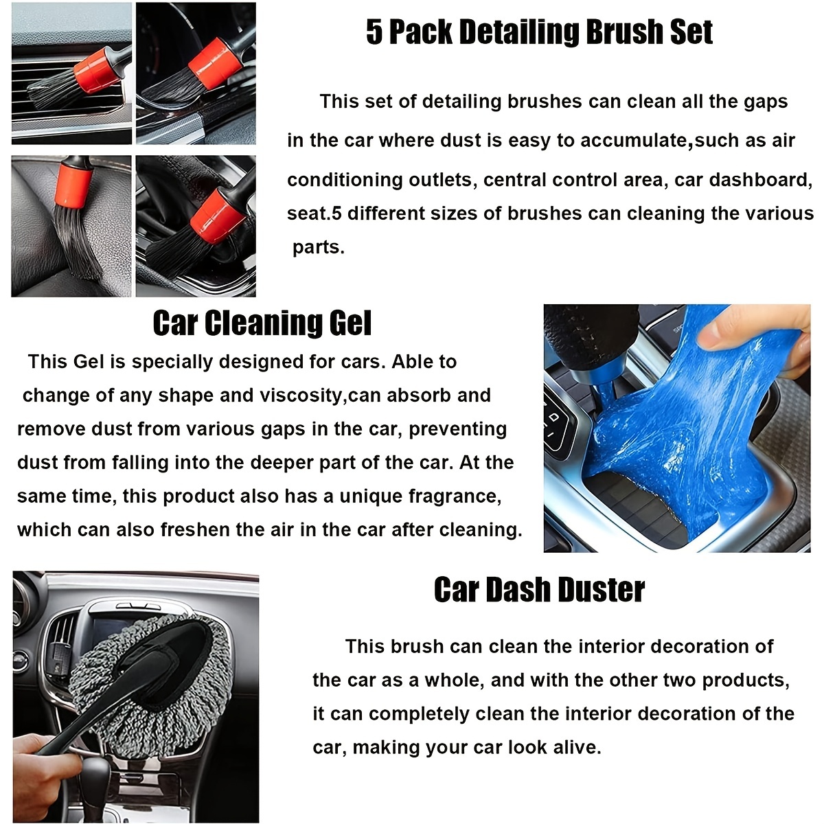  Car Cleaning Gel, 4 Packs Car Detailing Kit, Car
