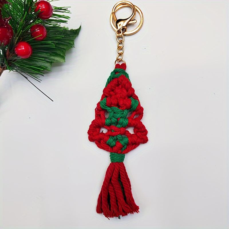 Boho Braided Tassel Keychain Retro Macrame Key Chain Ring Purse