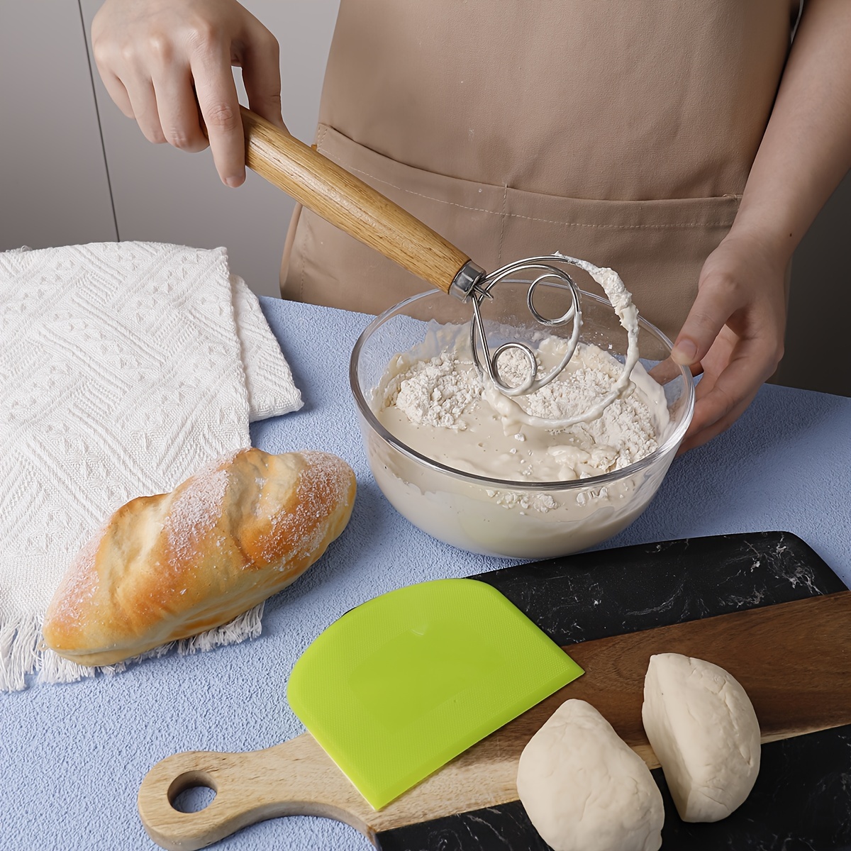 Frusta per pasta danese Frusta per impasti per pane olandese in acciaio  inossidabile Impastatrice manuale Strumenti per la cottura in cucina