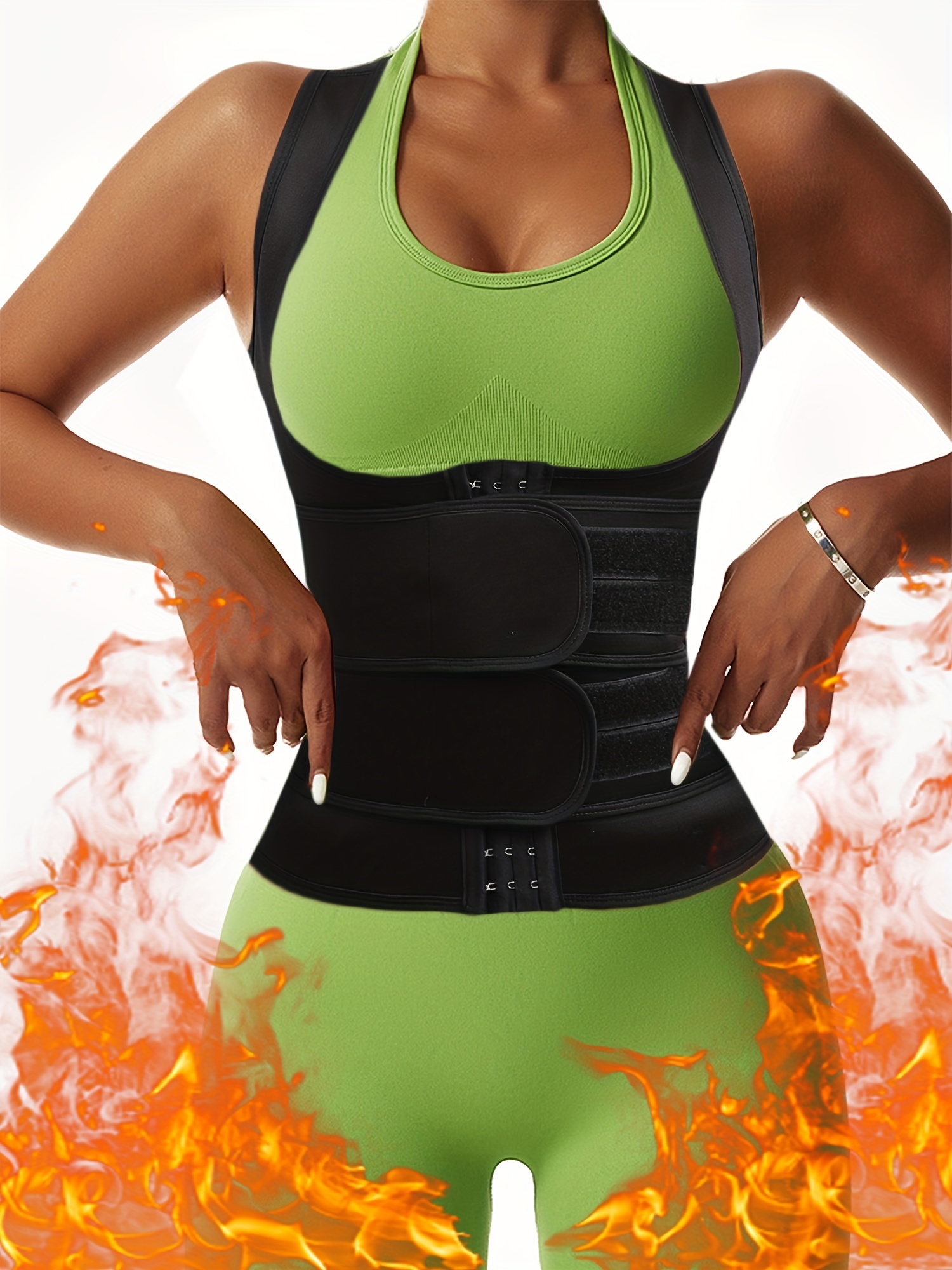 Double Strap Tummy Control Tank Top, Sweat Waist Training Corset Waist  Trimmer Sports Vest, Women's Activewear