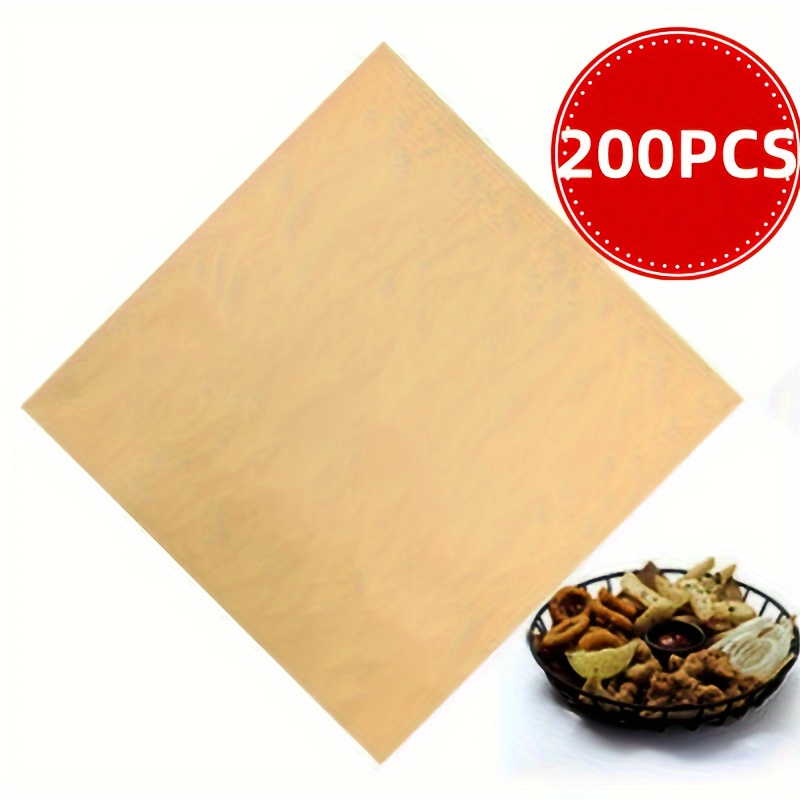 Lot de 100 carrés de papier sulfurisé de 30,5 x 30,5 cm, antiadhésifs,  plateau à rôtir, tapis de cuisson de qualité alimentaire pour four à frire