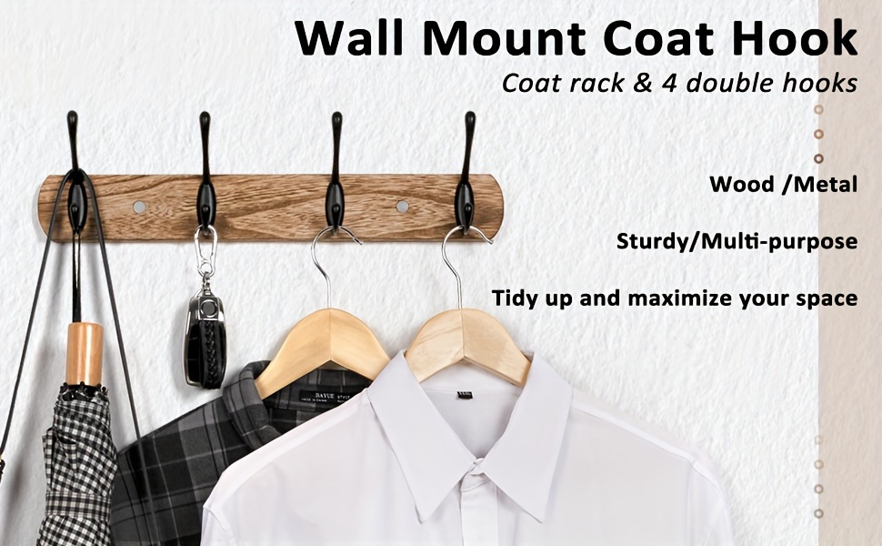 Wall Mounted Coat Rack Coat Rack Wall-Mounted Simple Fashion Coat Hook  Modern Coat Hook Hanger Creative Multifunctional Coat Hook Wall White  Storage Benches (Size : 4hooks) : : Home